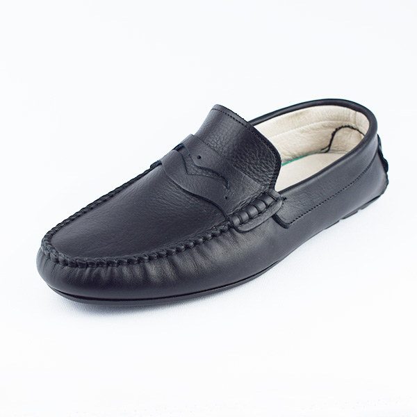 Mocassin pour homme 004 noir cuir ................ Mocassin homme Maroc